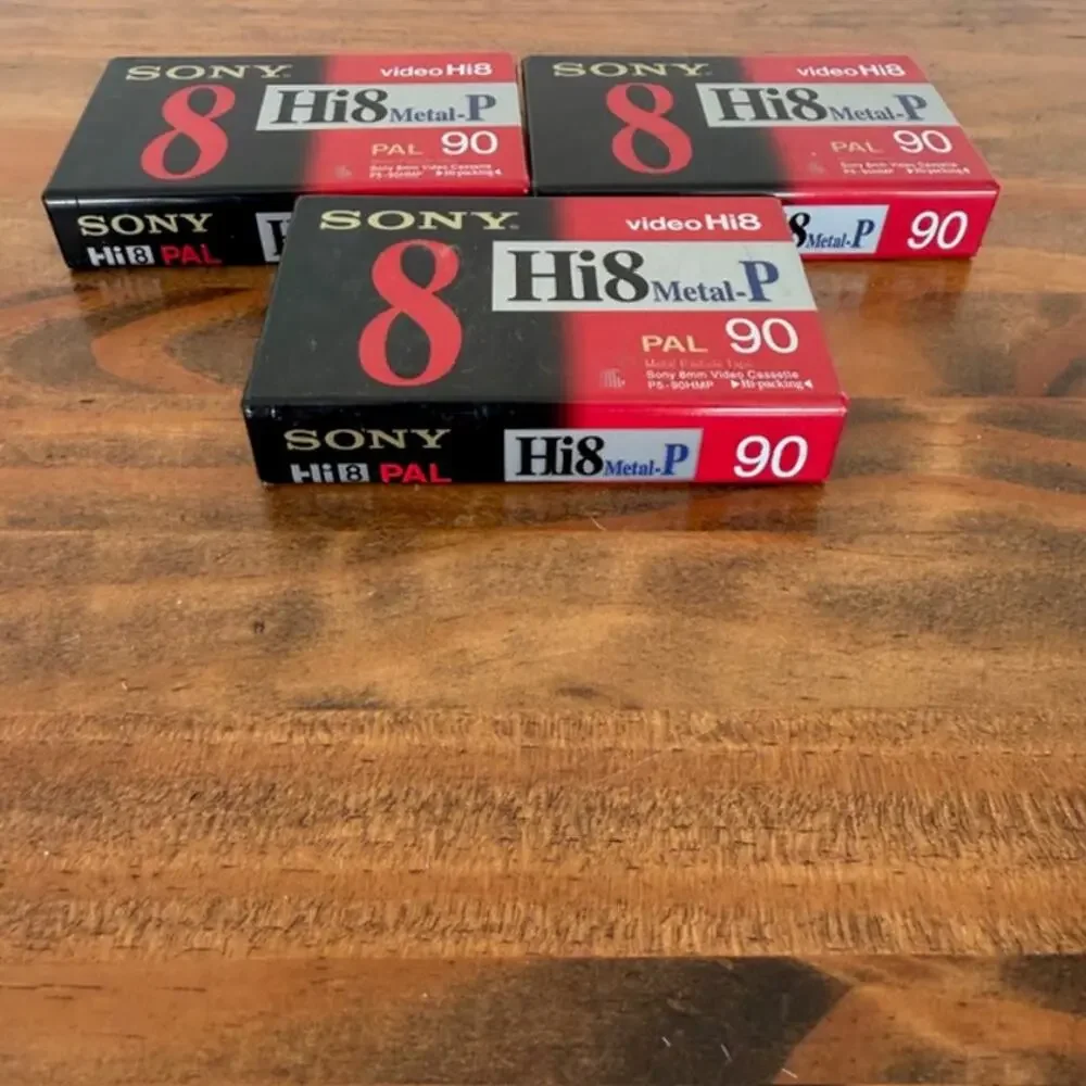 3x Sony Hi 8 Metal-P PAL 90mins Video Cassette New Old Stock Sealed